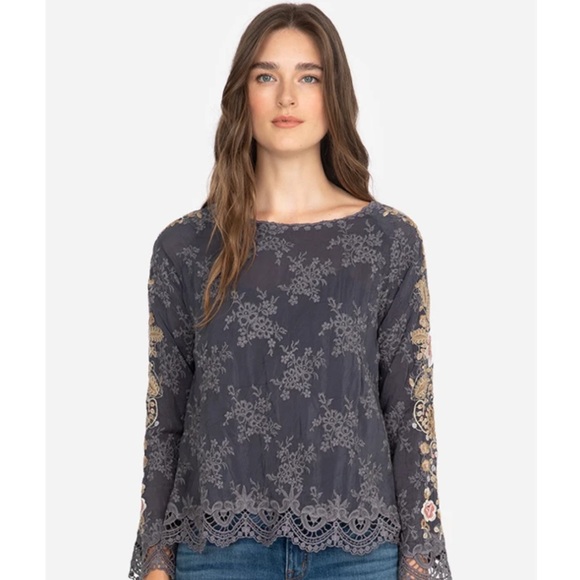 Johnny Was Tops - 🏷️ Johnny Was Paulina Blouse in Graphite (XS) NWT